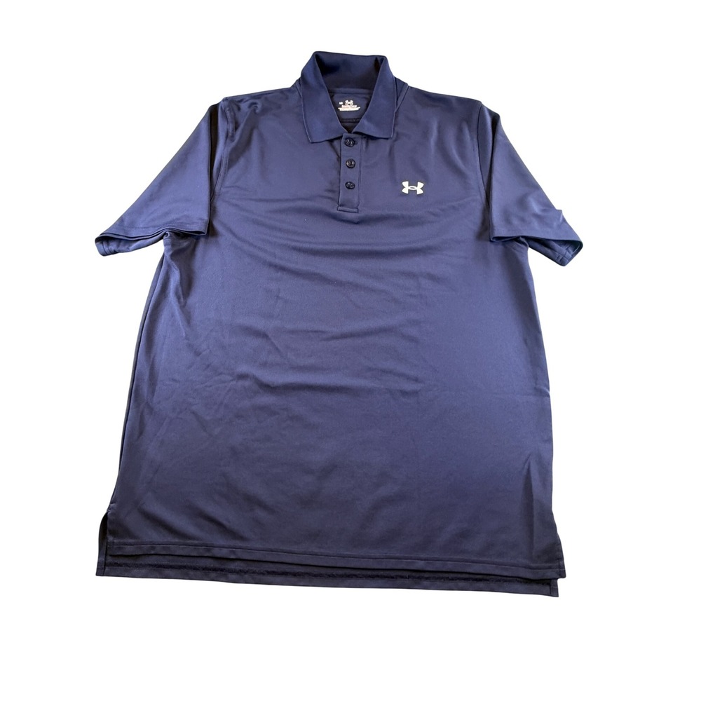 Under Armour HeatGear Mens Large Navy Blue Short Sleeve Performance Polo Shirt